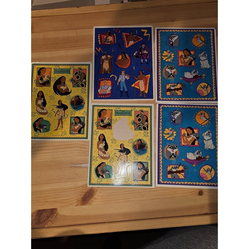 5 Sheets Vintage Hallmark Pocahontas Stickers